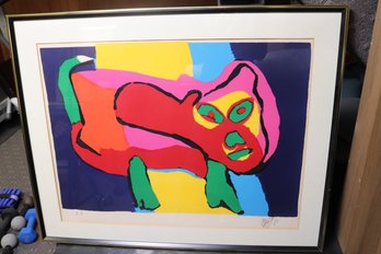 Red Cat Heads Like Clouds Abstract Artist Proof By Karel Appel 1971 In Frame