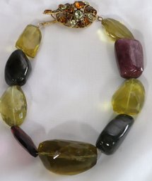 Fabulous Designer Iradj Moini One Of A Kind Yellow Quartz And Semi-precious Stone  Choker Necklace