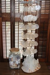 Unique Dream Catcher Made From Shells Large Jar Filled With Assorted Seashells & Large Conch Shell- Grea