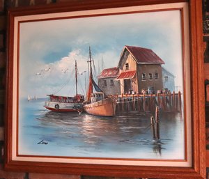 Nautical Painting Signed By The Artist Luini In A Wood Frame