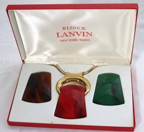 Bijoux Lanvin Gold Tone Necklace With Three Interchangeable Color Pendants