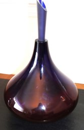 Large Two-tone Murano Glass Decanter With Frosted Glass Stopper