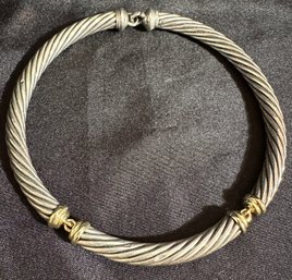 14K YG/925 David Yurman 14.5 Inch 3 Section Cable Necklace- Signed