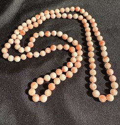 36 Inch Polished Pink Coral Beaded Necklace