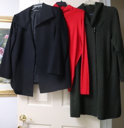 Dana Buchman Black Jacket, XL Adrienne Vittadini Wool Jacket With Toggle