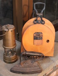 Collection Of Vintage Items Includes Hockley Lamp And Limelight Company Lantern, Iron, Vintage Blower & M