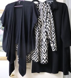 Ellen Tracy, Long Black Shirt Kasper Zebra Sweater And Eileen Fisher Sizes XL