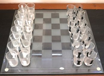 True Shot Glass Chess Drinking Game With Glass Chessboard