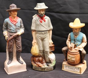 Vintage Collectible Jim Beam Decanter, And Lionstone Whiskey Decanters Cavalry Scout And Judge Roy Bean
