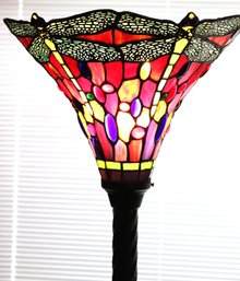 Pretty Slag Glass Floor Lamp With Foot Switch