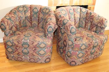 Expressions Custom Furniture Southwestern Style Swivel Club Chairs With Tufted Back & Custom Foam Cushion