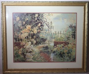 Framed Garden Scene Print, Great For Home Decor!