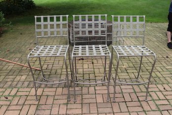 3 Outdoor Aluminum Counter Stools With Foot Rest, Will Look Great With A Fresh Coat Of Paint