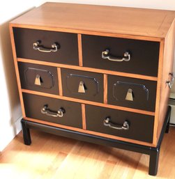 Vintage Chinoiserie Style Chest With Ornate Brass Handles Well Made With Quality Tongue & Groove Woodwork