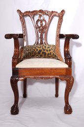 Vintage Furniture Classics Carved Wood Child Size Mahogany Chippendale Style Accent Chair, Fine Furniture