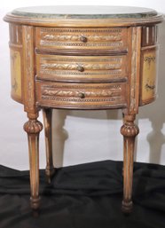 Cute Little French Louis XVI Style Small Oval Side Table With A Stone Insert