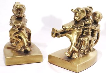 Pair Of Vintage Brass Tug Of War Bookends By PM Craftsman