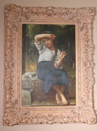 Reproduction Artwork Of Bouguereau Margarite 1 Painting In Composition Gilded Frame.