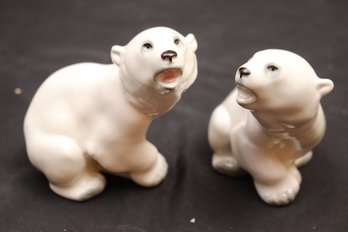 Polar Bear Porcelain Figurines With Hallmark On The Bottom Made In Russia
