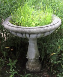 Large Cement Bird Bath, There Was A Large Crack That Has Repair