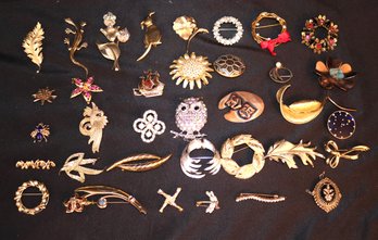 Jewelry Collection Includes 35 Assorted Sized Pins/brooches
