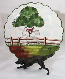 Includes A Hand Painted Plate Perfect Day Hand Painted In Portugal For C. E Coery & Metal Dog Figurine