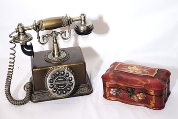 Decorative Antique French Style Telephone Includes Decorative Trinket Box