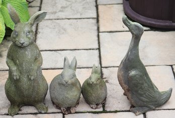 4 Resin Garden Animal Statues Ranging In Size