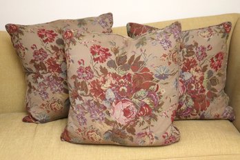 Set Of 3 Custom Floral Tapestry Style Zipper Pillows With Down Filling 24-inch Square