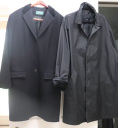 DKNY Ladies Raincoat And Ralph Lauren Wool Coat Velvet Collar, Sizes XL.