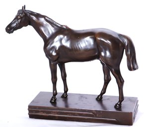 Bronze Thoroughbred Mounted Horse Bookend