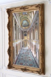 Huge, Framed Artwork Of Perspective Of Elaborate Interior Cathedral