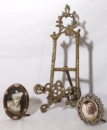 Includes A Small Decorative Brass Easel Stand And Frames