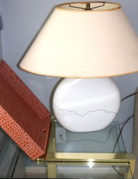 Southwestern Style Table Lamp & Tray With Decorative Alligator Pattern