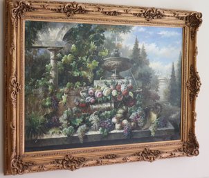 Oversized Framed Still Life Artwork With Abundance Of Grapes And Roses In An  Idyllic Garden 7Ft. X 5Ft.