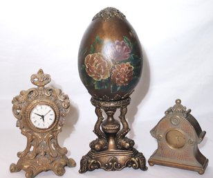 Large Decorative Resin Egg Decor In The Style Of A Faberge Egg 20 Inches Tall Includes Ornate Clock