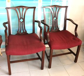 Pair Of Chippendale Style Dining Room Armchairs