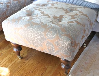 Ottoman On Casters With Custom Fabric