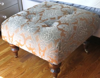 Ottoman On Casters With Custom Fabric