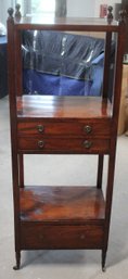 Antique Mahogany Etagere Bookcase On Casters
