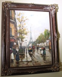 Paris City Streetscape Old World Oil Painting