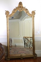 Tall, Gilded Victorian Style Mirror With Egg And Dart Molding, Almost 9 Feet Tall.