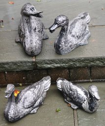 Decorative Cast Metal Family Of Ducks Ranging In Size
