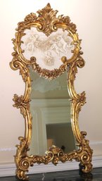 Romantic Rococo Style Gilt Mirror With Plaster Insert Of Cherubs And Garlands Of  Roses.