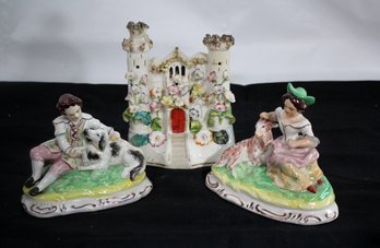 Lot Of 2 English 19th Century Staffordshire Figures AndChimney Ornament