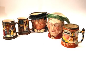 5 Character Mugs Includes Scrooge Beswick Ware Made In England, 2 Collectors International