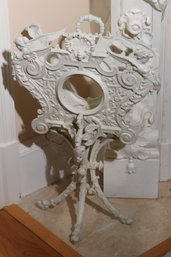 Renaissance Style White Painted Metal Magazine Holder.