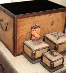 Moon Collection Decorative Box Set Includes Assorted Sized Pieces & Wood Magazine Storage Box