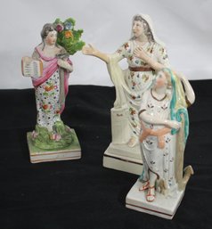 Three Antique Female Staffordshire Figurines, Ca.1800