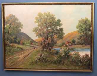 Vintage Oil On Canvas Landscape Painting Signed By The Artist L. Couldwell